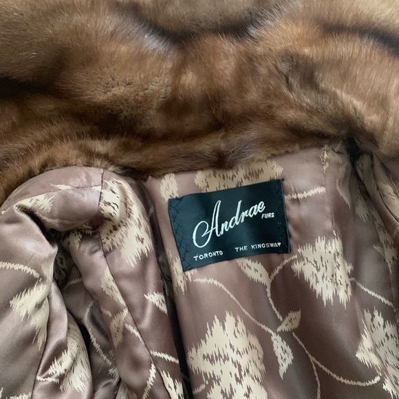 Vintage KARAKUL & Mink Collar Chocolate Brown Andrea Toronto Fur Coat - Picture 12 of 12